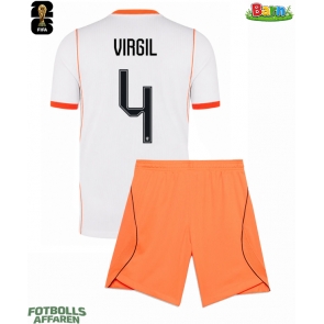 Nederländerna Virgil van Dijk #4 Bortaställ Barn VM 2026 Kortärmad (+ Korta byxor)